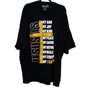 Jesus Is Graphic Black T-Shirt 3X By Take Root Apparel Cotton Blend Casual Unise